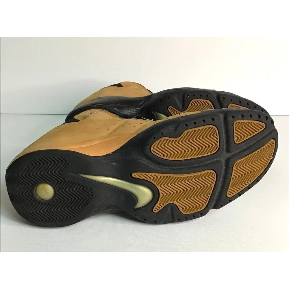 Nike Air Team Dime Mens Basketball Shoes Size 9M Black Tan Mid Top Vintage Retro
